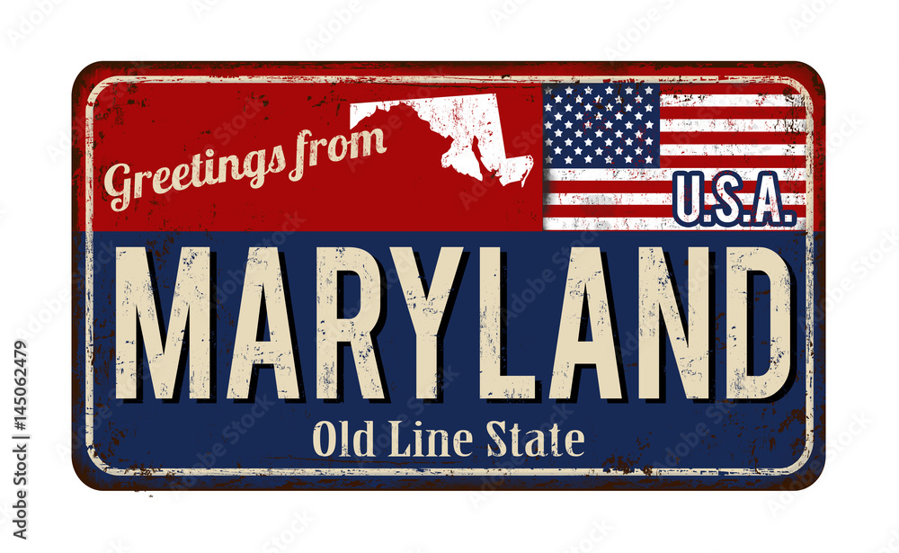 Greetings from Maryland vintage rusty metal sign