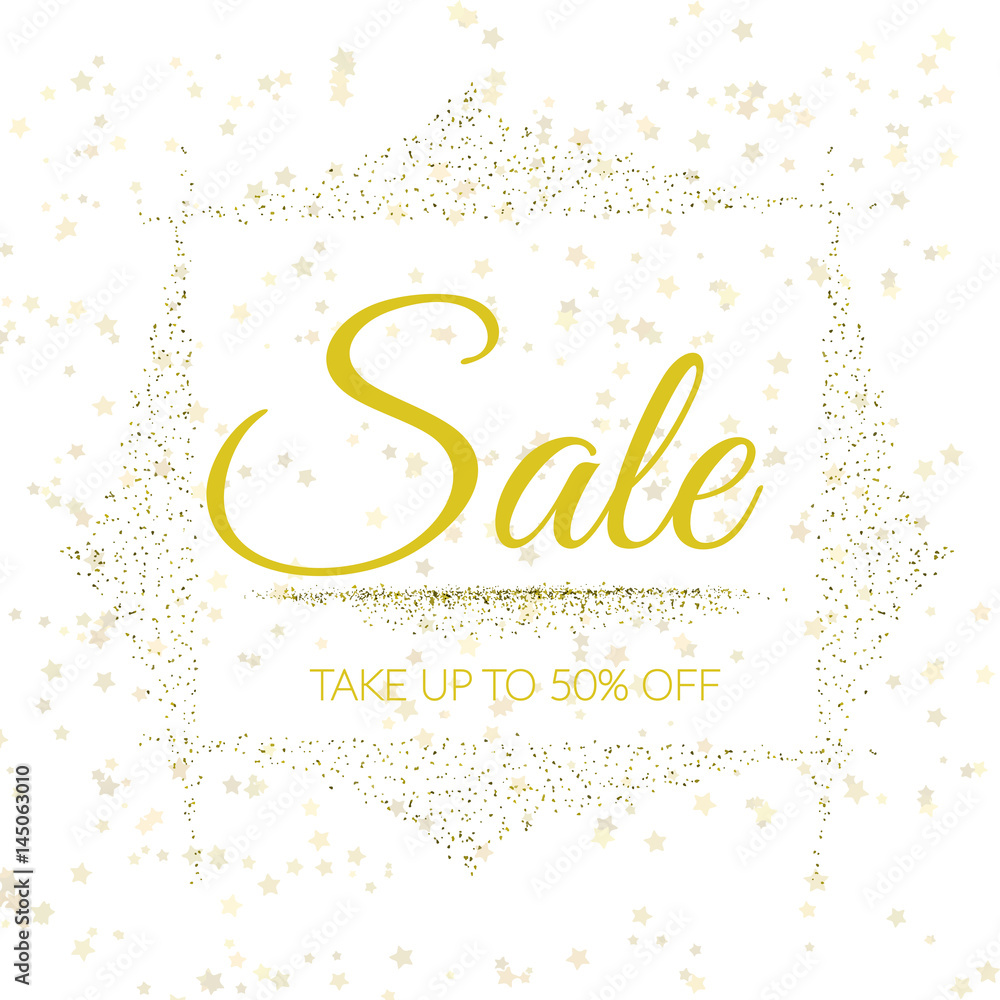Gold confetti sale banner on white eps 10 vector