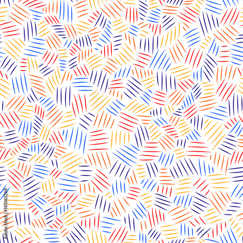 Colorful chaotic scratch hatching seamless pattern, vector
