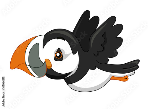 Cute Bird Puffin Flying