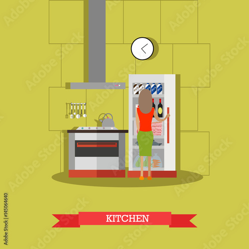 Kitchen vector illustration in flat style