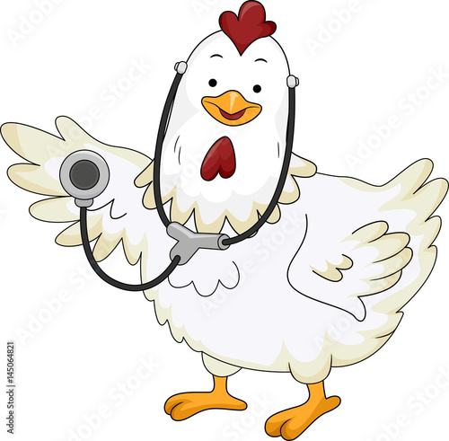 Chicken Mascot Doctor Stethoscope