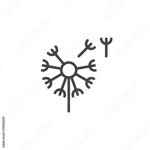 Вandelion, taraxacum line icon, outline vector sign, linear style pictogram isolated on white. Blowball symbol, logo illustration. Editable stroke. Pixel perfect