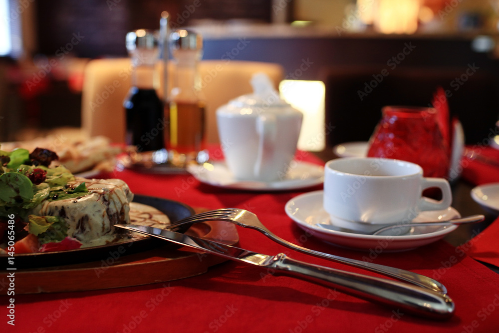 serving cutlery knife fork restaurant tablecloth serving cutlery knife fork restaurant tablecloth