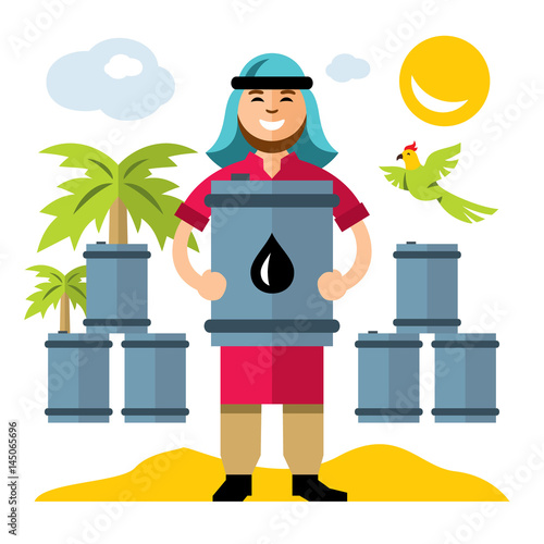 Vector Middle East Oil Industry. Flat style colorful Cartoon illustration.
