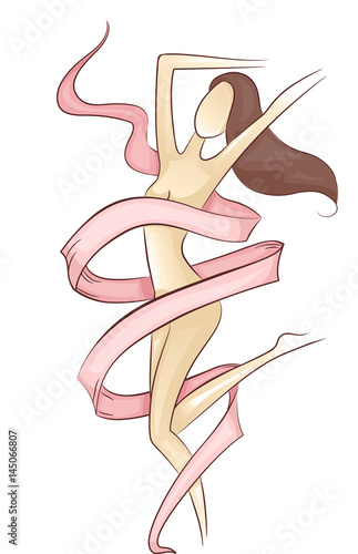 Girl Naked Pink Ribbon Wrap
