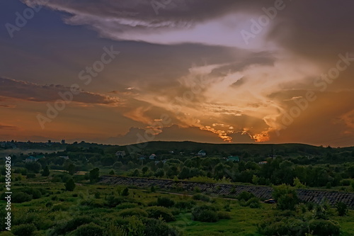 Sunset over the coastal towns.