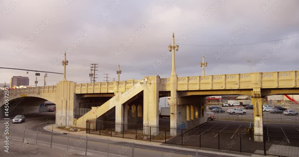 The 1st street bridge in Los Angeles, California. The 1st street bridge in Los Angeles, California.