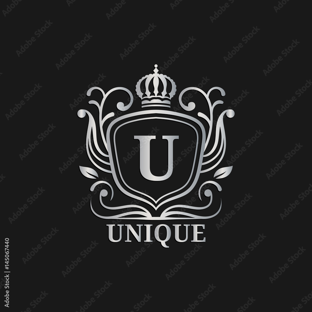 Vector monogram logo template. Luxury letter design. Graceful vintage character with crown illustration for hotel etc. Vector monogram logo template. Luxury letter design. Graceful vintage character with crown illustration for hotel etc.