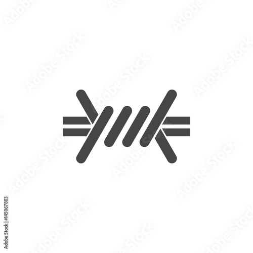 Silhouette barbed wire icon, simple vector illustration