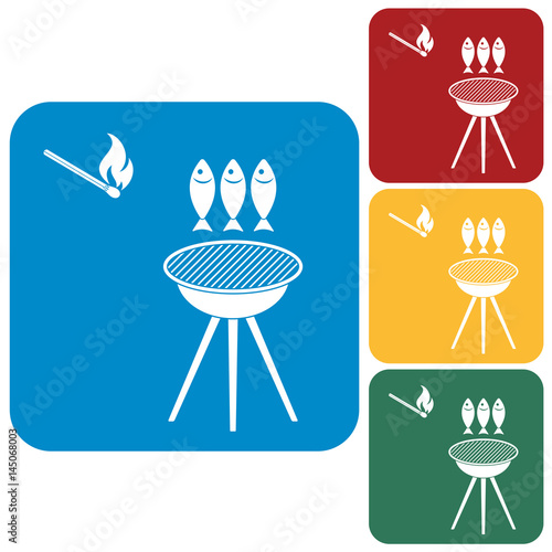 Grilled fish icon. Vector illustration
