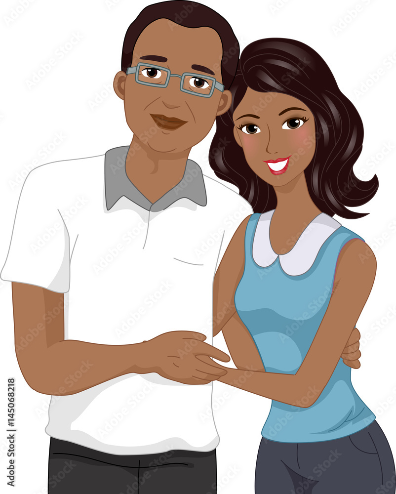 Obraz premium Black Girl Hugging Dad