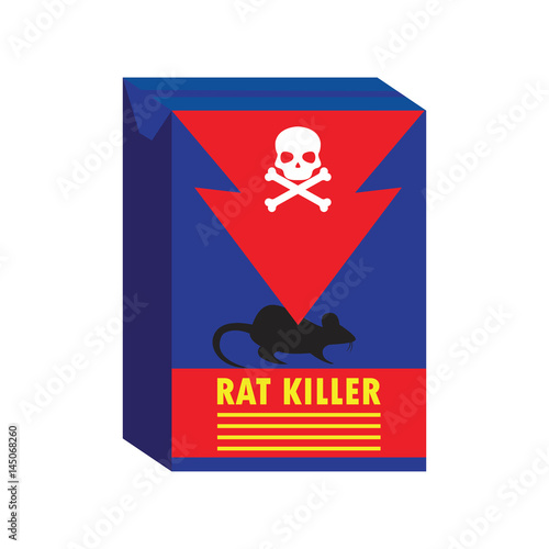 box of rat killer poison and no rat sign concept. vector illustration