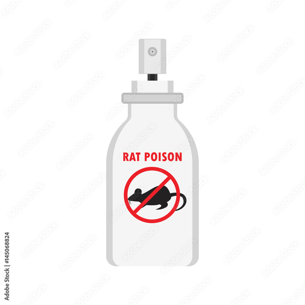 Fototapeta premium spray of rat killer poison and no rat sign concept. vector illustration