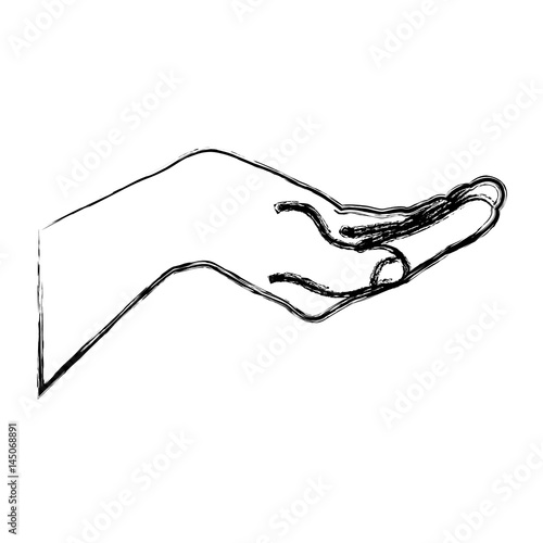 monochrome sketch silhouette of hand extended vector illustration