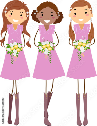 Stickman Girls Bridesmaids Rustic Wedding