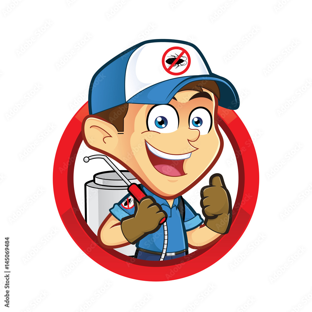 Exterminator or pest control in round frame Exterminator or pest control in round frame