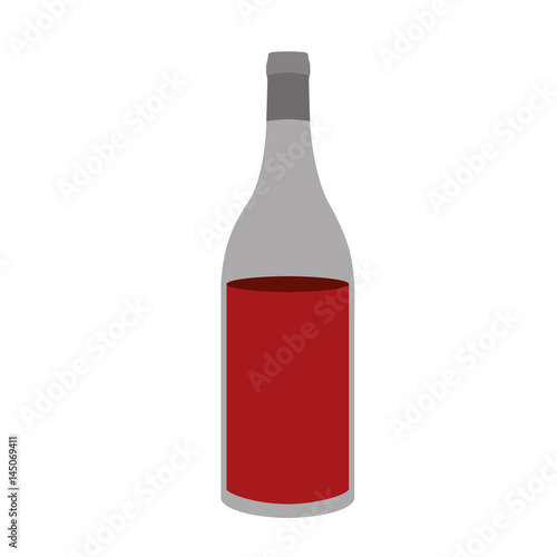 colorful silhouette with bottle of red wine without label vector illustration