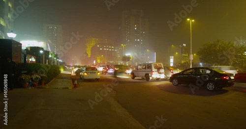 Time Lapse of Rush Hour at Nehru Place in New Delhi, India photo