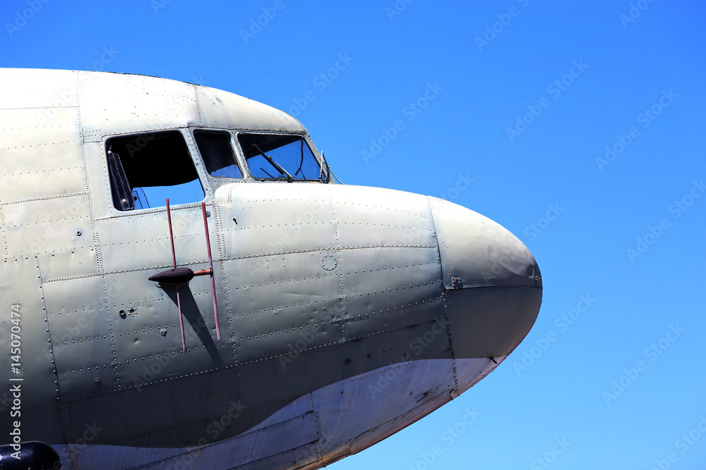 Nose and cockpit of old plane