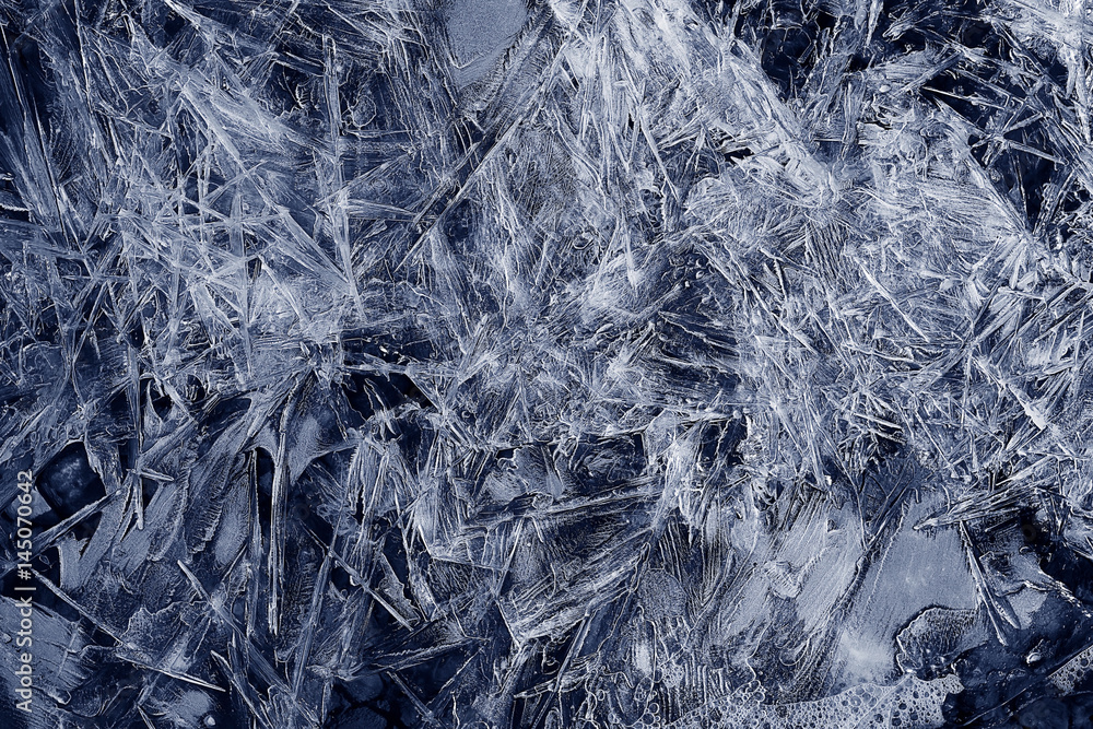 Obraz premium blue texture of cracked ice scratches