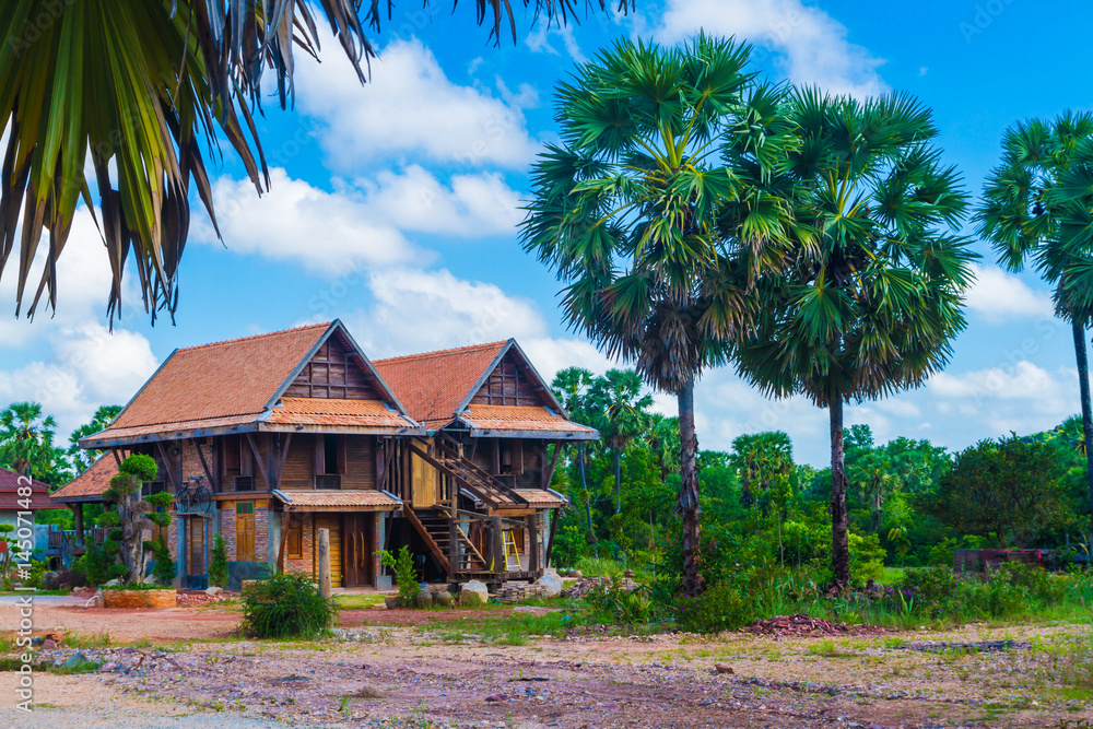 Thai country house and blue sky. Thai country house and blue sky.