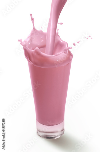 Splash in A Glass of Strawberry Milkshake