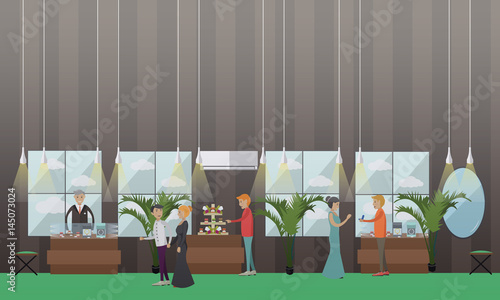 Jewelry shop concept vector illustration in flat style
