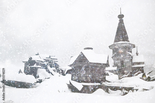 Wallpaper Mural Wooden churches and houses in winter Torontodigital.ca