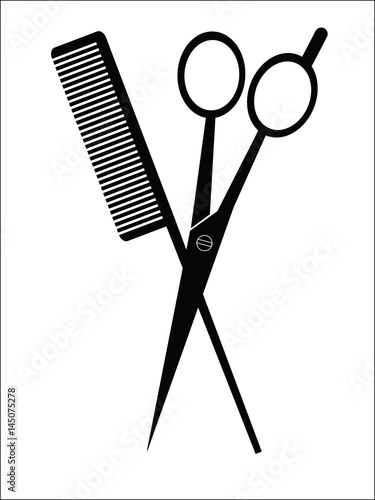 Scissors and comb barber sign, vector illustration