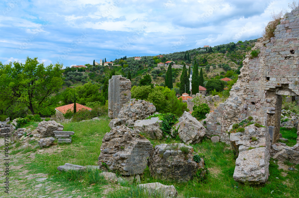 Ruins of ancient fortress in Old Bar, Montenegro