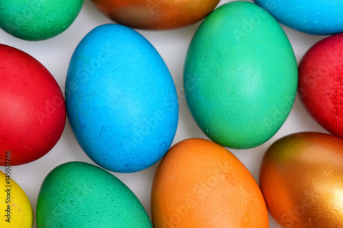 traditional colorful eggs painted in bright colors in line