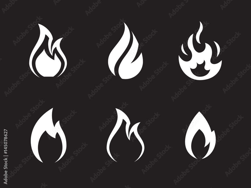 Fire flames icons set Fire flames icons set