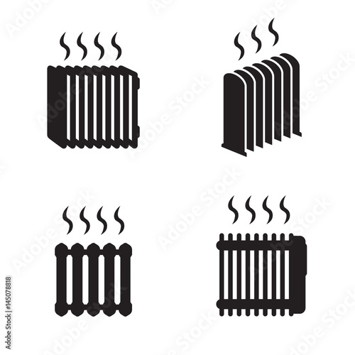 Heating radiator icons set