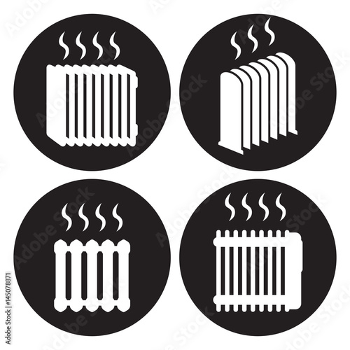 Heating radiator icons set