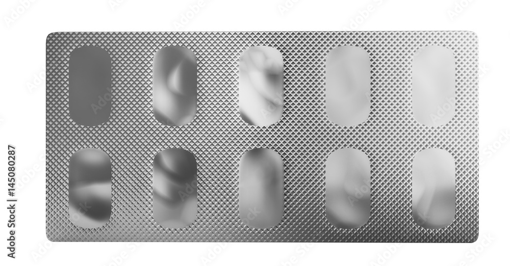 Pills Package Blister back side 3D illustration no shadow