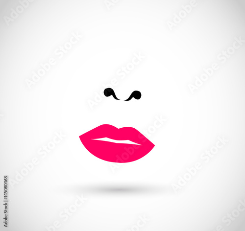 Lips and nose icon vector