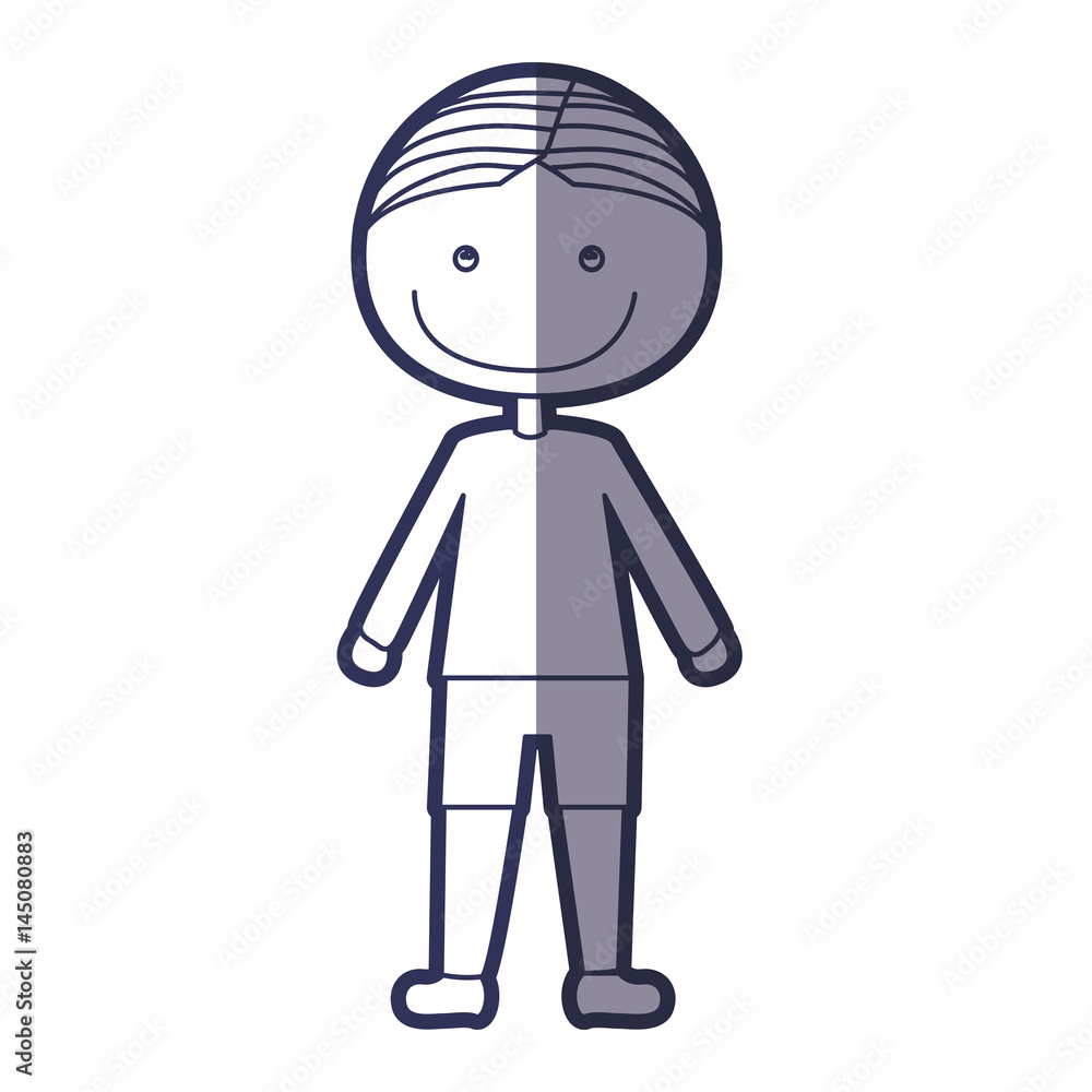 blue color contour caricature boy with t-shirt and shorts vector illustration blue color contour caricature boy with t-shirt and shorts vector illustration