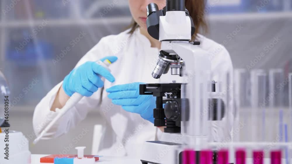 Technician women in biological laboratory Technician women in biological laboratory