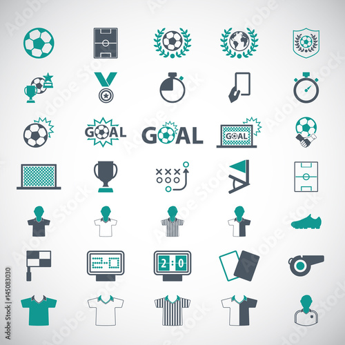 Soccer, football icons set. 