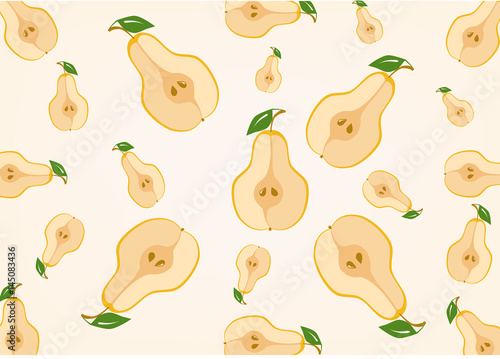 Seamless pattern with watercolor pears