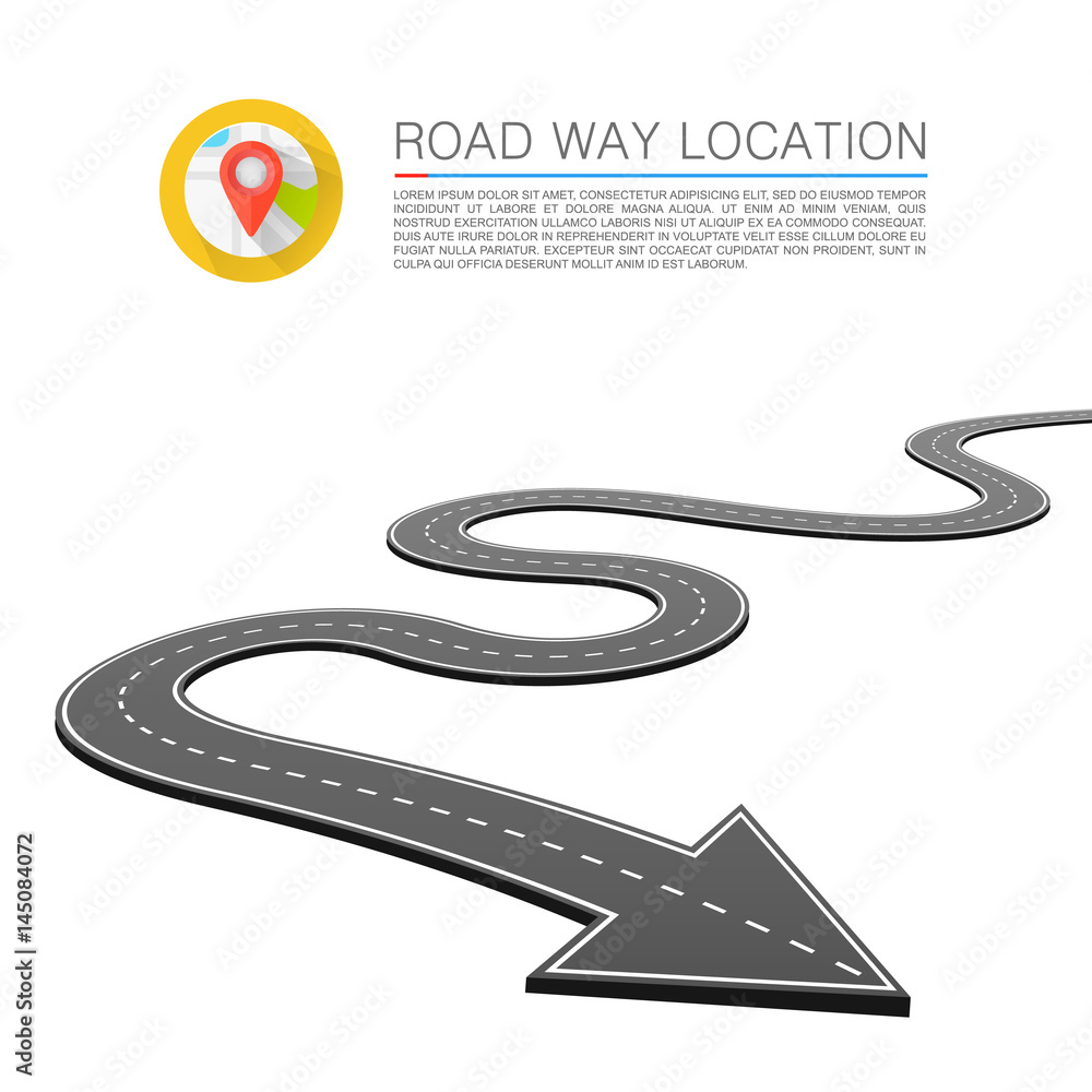 Paved path on the road, Road location arrow, Vector background Paved path on the road, Road location arrow, Vector background