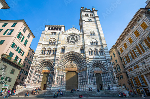 GENOA (GENOVA) ITALY APRIL 12, 2017 - Saint Lawrence cathedral, (Cattedrale di San Lorenzo) Genoa, Italy