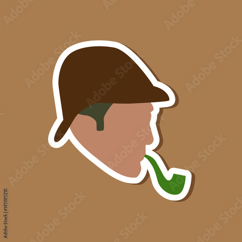 paper sticker on stylish background Sherlock Holmes