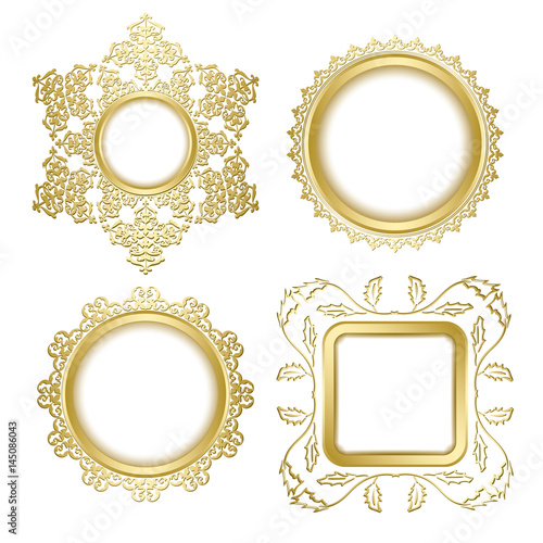 golden decorative vector frames with transparent shadow inside