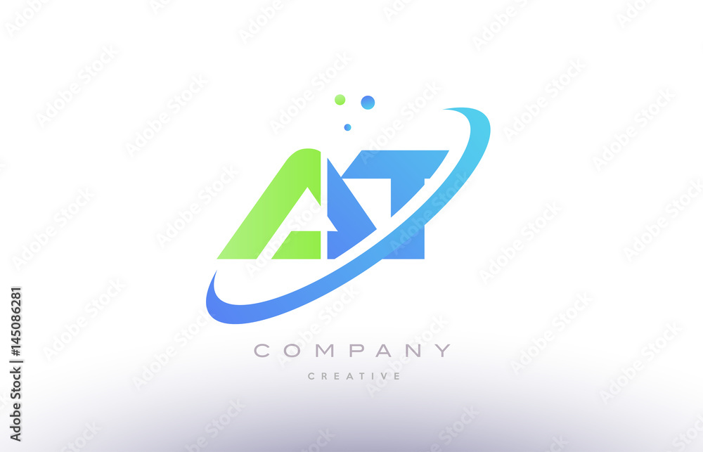 at a t alphabet green blue swoosh letter logo icon design at a t alphabet green blue swoosh letter logo icon design