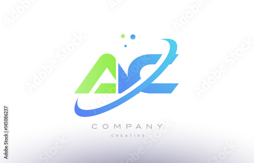 ac a c alphabet green blue swoosh letter logo icon design