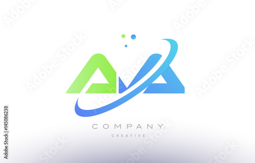aa a alphabet green blue swoosh letter logo icon design