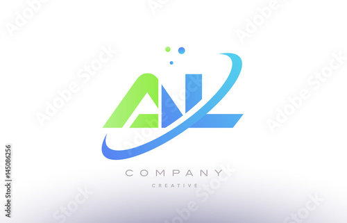 al a l alphabet green blue swoosh letter logo icon design