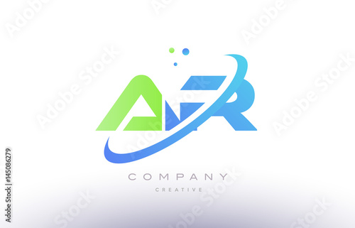 ar a r alphabet green blue swoosh letter logo icon design